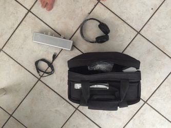 Audiovox portable DVD player and screen combo with speakers and headphones