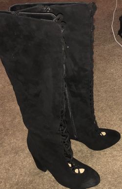 Lace-up knee-high boots