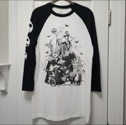 💀 New Disney The Nightmare Before Christmas Raglan Baseball Tee - Size M