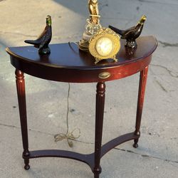 Vintage solid wood half moon side table