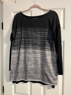 Black and Grey Ombre Striped Long Sleeve Top