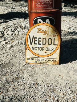 Porcelain Advertising Sign VeeDol 17 Inch