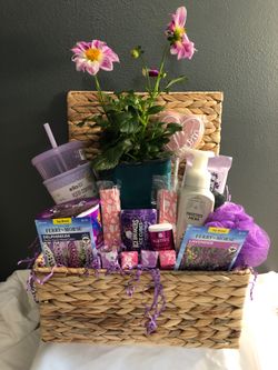 Sweet Mother’s Day gift basket with Dahlia plant