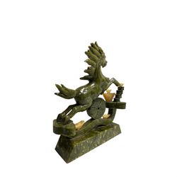Chinese Horse Jade Stone Statue 