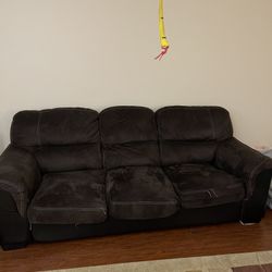 Brown Used Couch With Pull Out Bed 