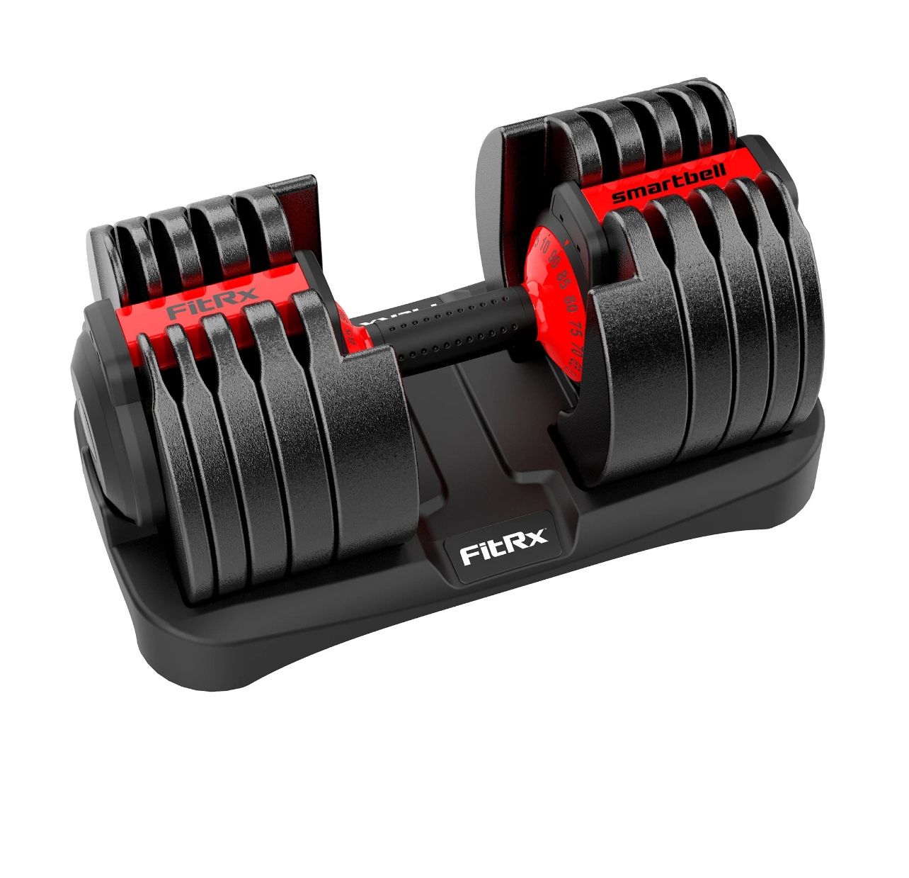 FitRx SmartBell XL, Quick-Select Adjustable Dumbbell, 10-90 lbs. Weight, Black, Single