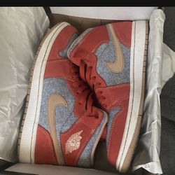 Denim Red Jordans 8.5