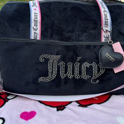 Juicy Couture Black Velvet Duffel Bag 