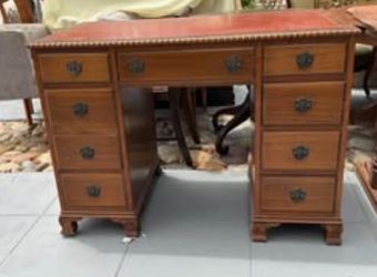 Antique Mahogany Desk with Leather Top