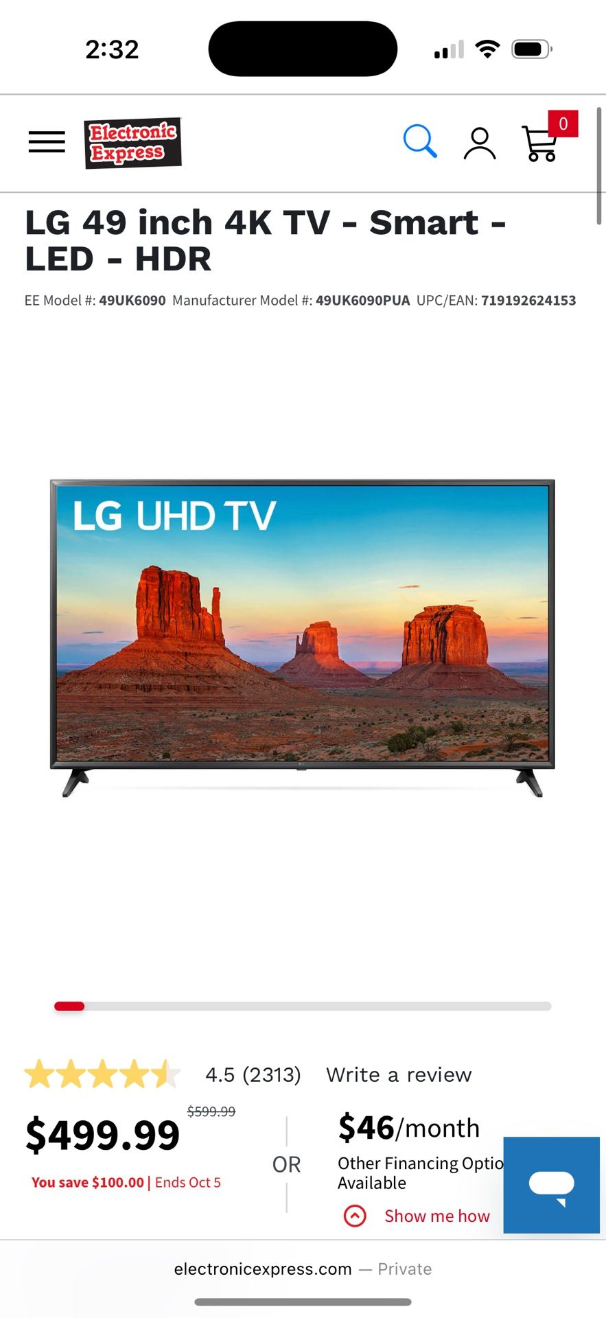 49 Inch LG smart TV - LED HDR