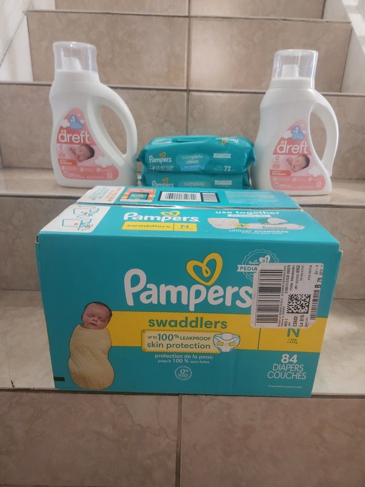 Baby Pampers Detergent and Wipes