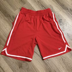 Nike Dri-FIT Red Mesh Athletic Shorts XL Men's White Trim Drawstring Pockets