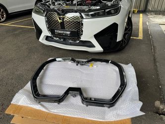 NEW LED Gloss Black Kidney Grille Frame Trim For BMW iX 2022-2025 Front Bumper