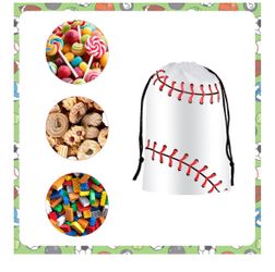 Hxezoc 12 bolsas de béisbol para regalos de fiesta, bolsas con cordón, bolsas de dulces, bolsas deportivas
