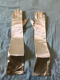 Gloves - Gold fabric elbow length