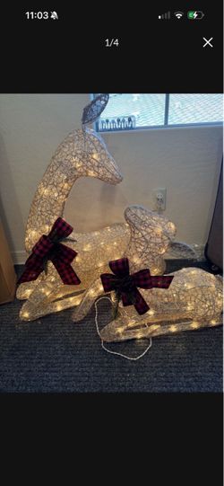 Lighted Christmas Deer Decoration Set of 2