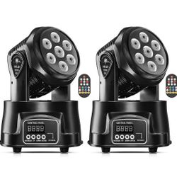 U`King Moving Head Light RGBW Stage Lighting DJ Lights 7 x 10W LED Beam Spotlight 9/14 CH Wash Light with DMX and Sound Activated for Party Church Wed