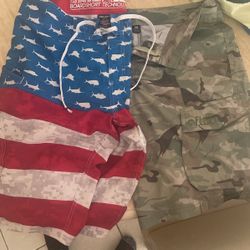 Camo Aftco & American Flag Board Shorts 