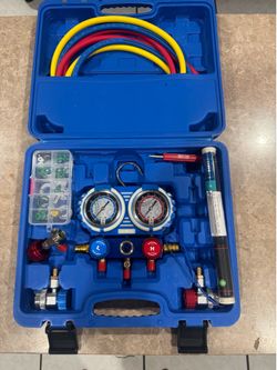 AC R134A Gauge Set, Automotive Manifold Gauge Compatible with R32 R134A and R410 Refrigerants, Works on Car Freon Charging and Evacuation