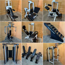 Gym Fitness Dumbbell Olympic Weight Plate Bar Barbell Power Squat Rack Bench Extension Chest Elliptical Treadmill Bike