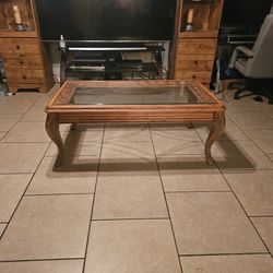 Glass Top Wooden Coffee Table 