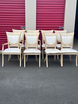 Luxury Versace Style Dining Set 9pc - Table + 8 Chairs Cream White