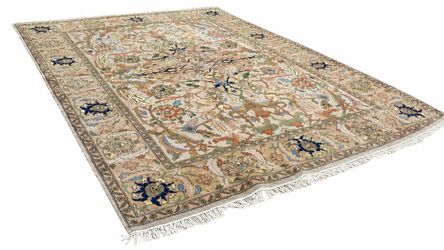 Large Hand-Knotted Floral Oriental Wool Area Rug
