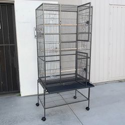(New in box) $165 X-Large 69” Bird Cage, Rolling Stand, Plastic Tray, Size 31x19x69” for Mid-Sized Parrots 
