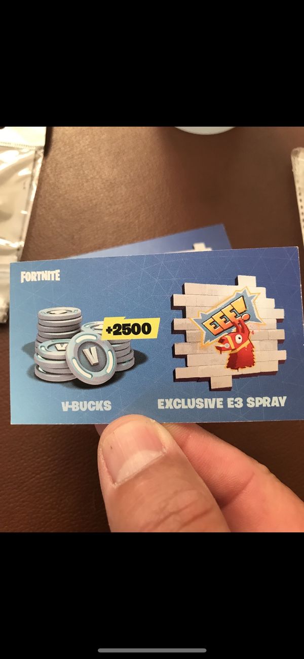 Fortnite Rare E3 Exclusive Redemption Card Limited To 1500 Has - fortnite rare e3 exclusive redemption card limited to 1500 has 2500 v bucks and exclusive e3 spray ps4 xbox pc