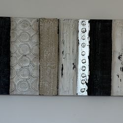 "Middle of Nowhere" Abstract Wall Sculpture Painting by Australian Artist Sarah Brooke. 18x54