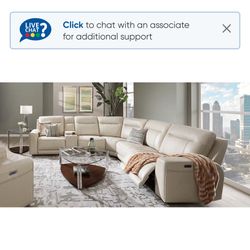 Almond Leather sofa  Reclining 