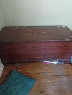 Vintage Wooden Storage Trunk Chest