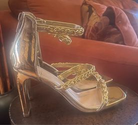 Gold chain link heels
