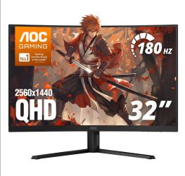 2x AOC 32 Inch Curved Gaming Monitor 2K QHD 180Hz 0.5ms HDR, CQ32G4VE
2560×1440