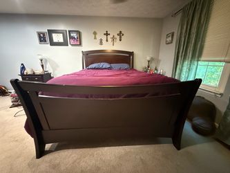 Dark Wood Sleigh Bed Frame