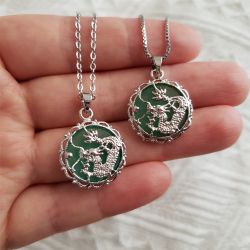 Genuine Jade 18K Gold plated necklace New