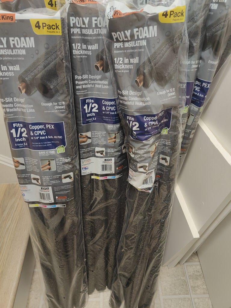 1/2 inch pipe insulation poly foam pipe frost king pack of 4 