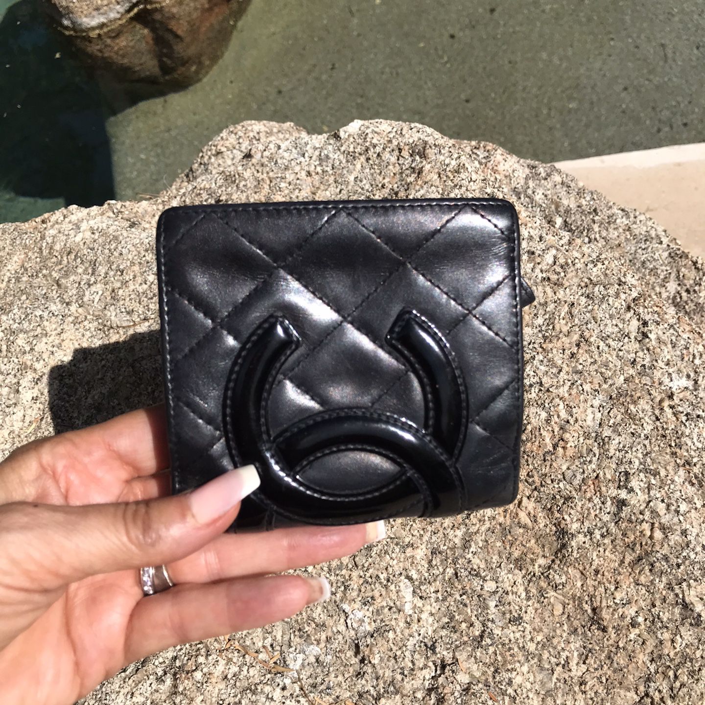 CHANEL Vintage CC Caviar Leather Bifold Wallet Black