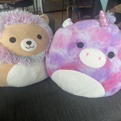 TWO 16 Inch Large Authentic Squishmallow Unicorn Lion Lola Leo 
