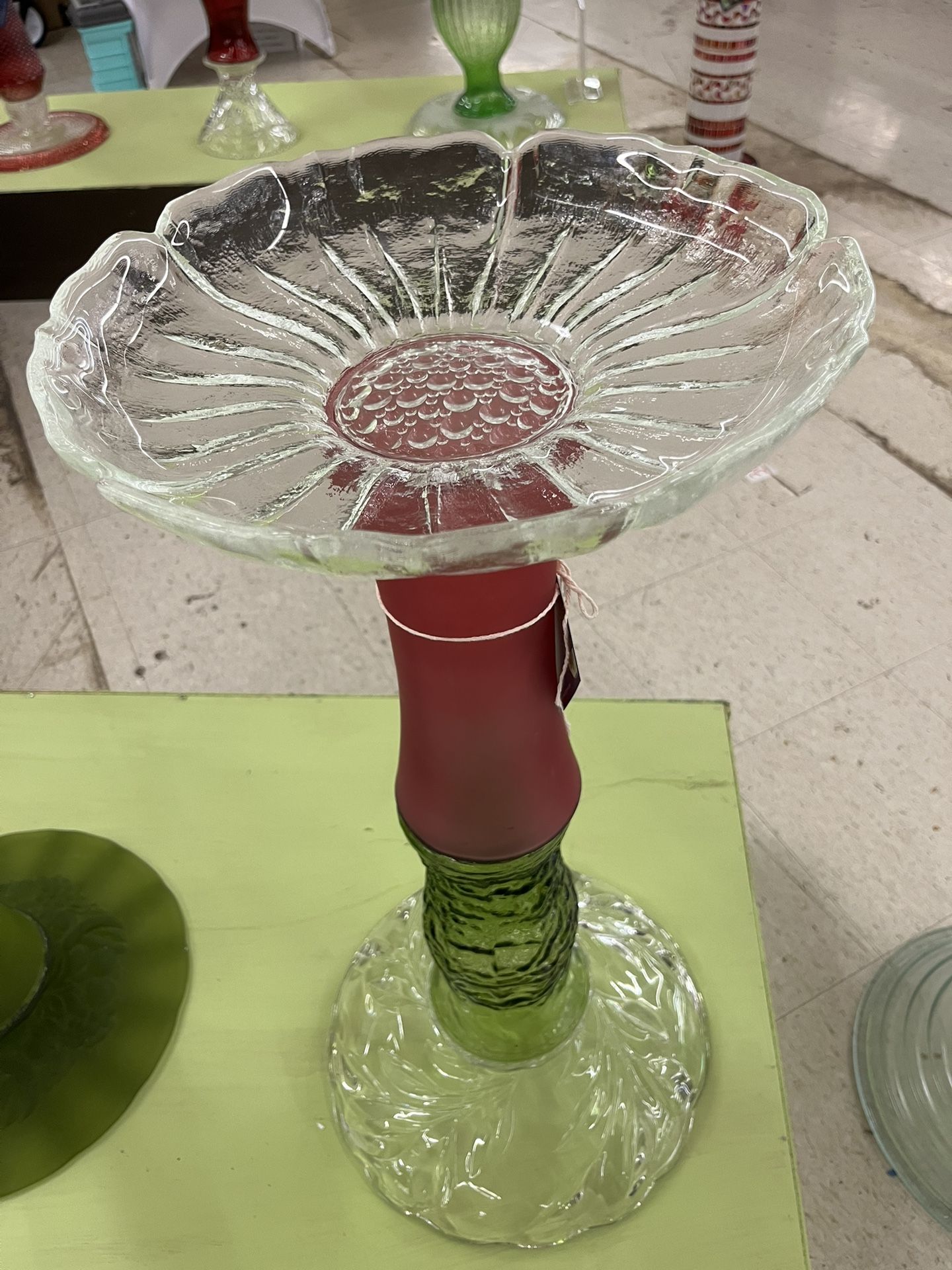Handcrafted Glass Birdbath, Plant Stand, Candle/Potpourri Holder