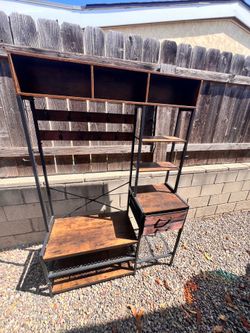 Hall Tree Entryway Bench with Coat Rack & Shoe Storage – Rustic Brown