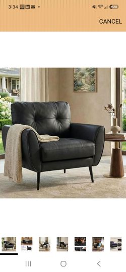 Black leather accent chair