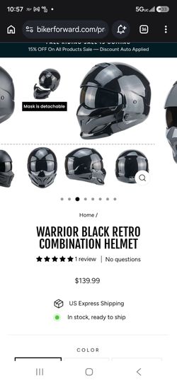 Warrior Black Retro Full Face Motorcycle Helmet
