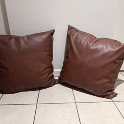 🛋️ Set of 2 High Grade Vegan Leather Throw Pillows – LIKE NEW -$40 (Palm Desert)