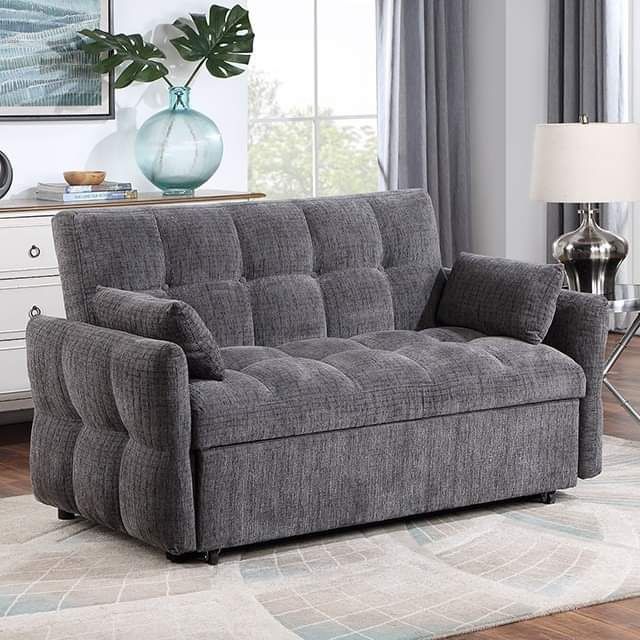 GRAY FLANNELETTE FUTON SOFA ADJUSTABLE BED SILLON CAMA