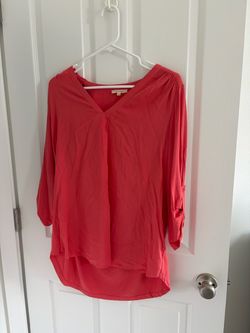 Pleione Coral V-Neck Blouse