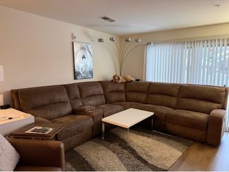 Power Recliner Sectional sofa set with  coffee table