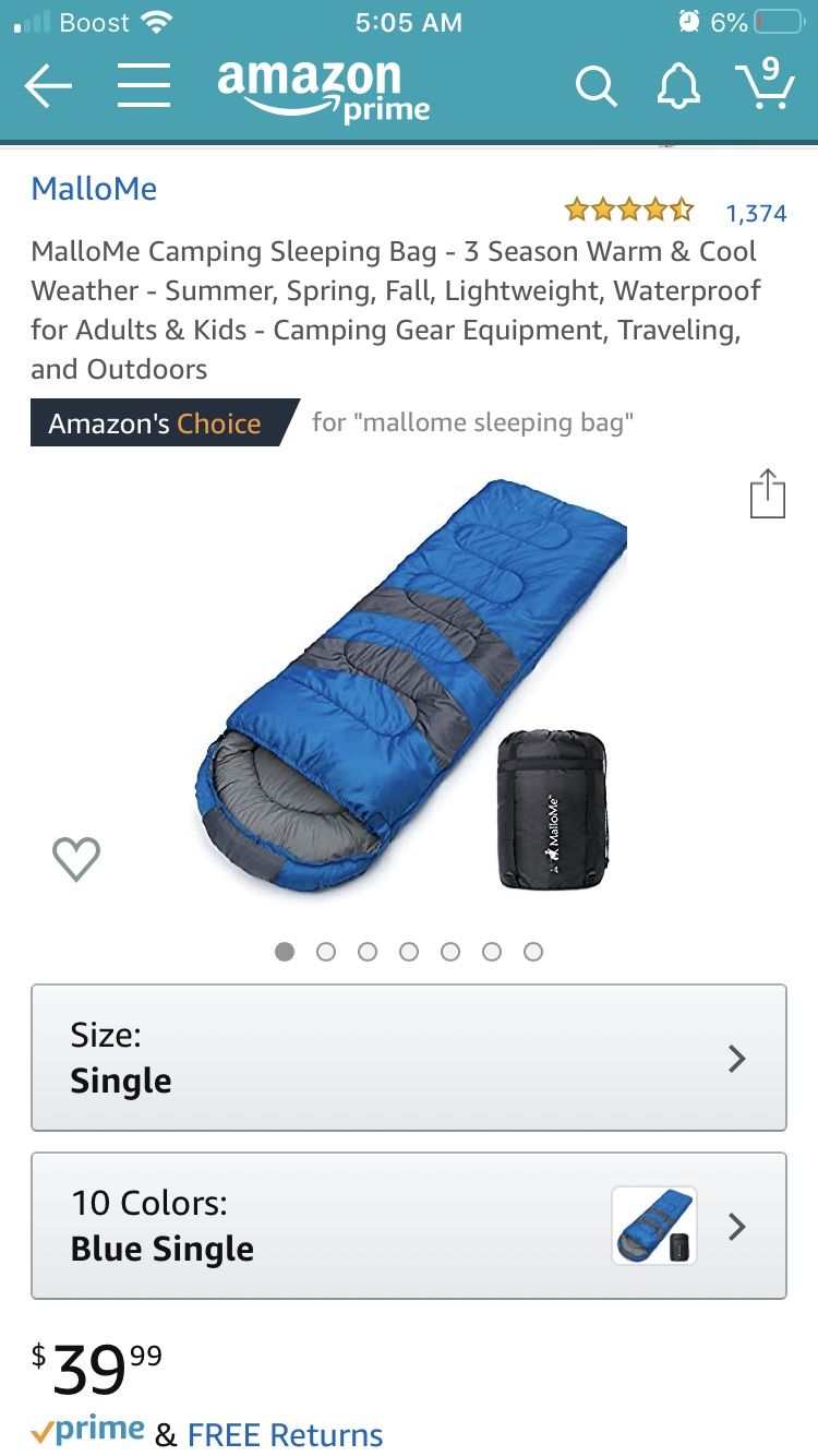 Mallome single sleeping bag