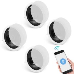 4 PCs 6.5'' Bluetooth in Ceiling Speakers, 150W, Flush Mount Ceiling & in-Wall Speaker System with 8ΩImpedance 89dB Sensitivity, for Home Kitchen Livi