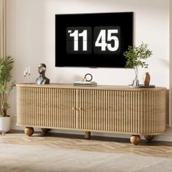 70" TV S-ta-nd, F-armho-use   M-edia   C-onso-le with S-helves and Sliding D-oors